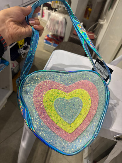 Heart Shaped Glitter Crossbody Bag