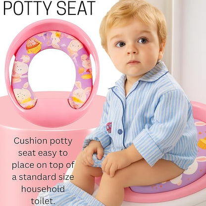 Nabhya Toilet Trainer Soft Cushion Baby Potty Seat With Handle And Back Support Toilet Seat For Western Toilet