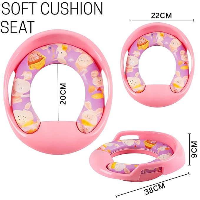 Nabhya Toilet Trainer Soft Cushion Baby Potty Seat With Handle And Back Support Toilet Seat For Western Toilet