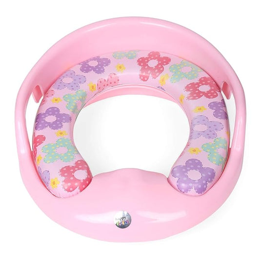 Nabhya Toilet Trainer Soft Cushion Baby Potty Seat With Handle And Back Support Toilet Seat For Western Toilet