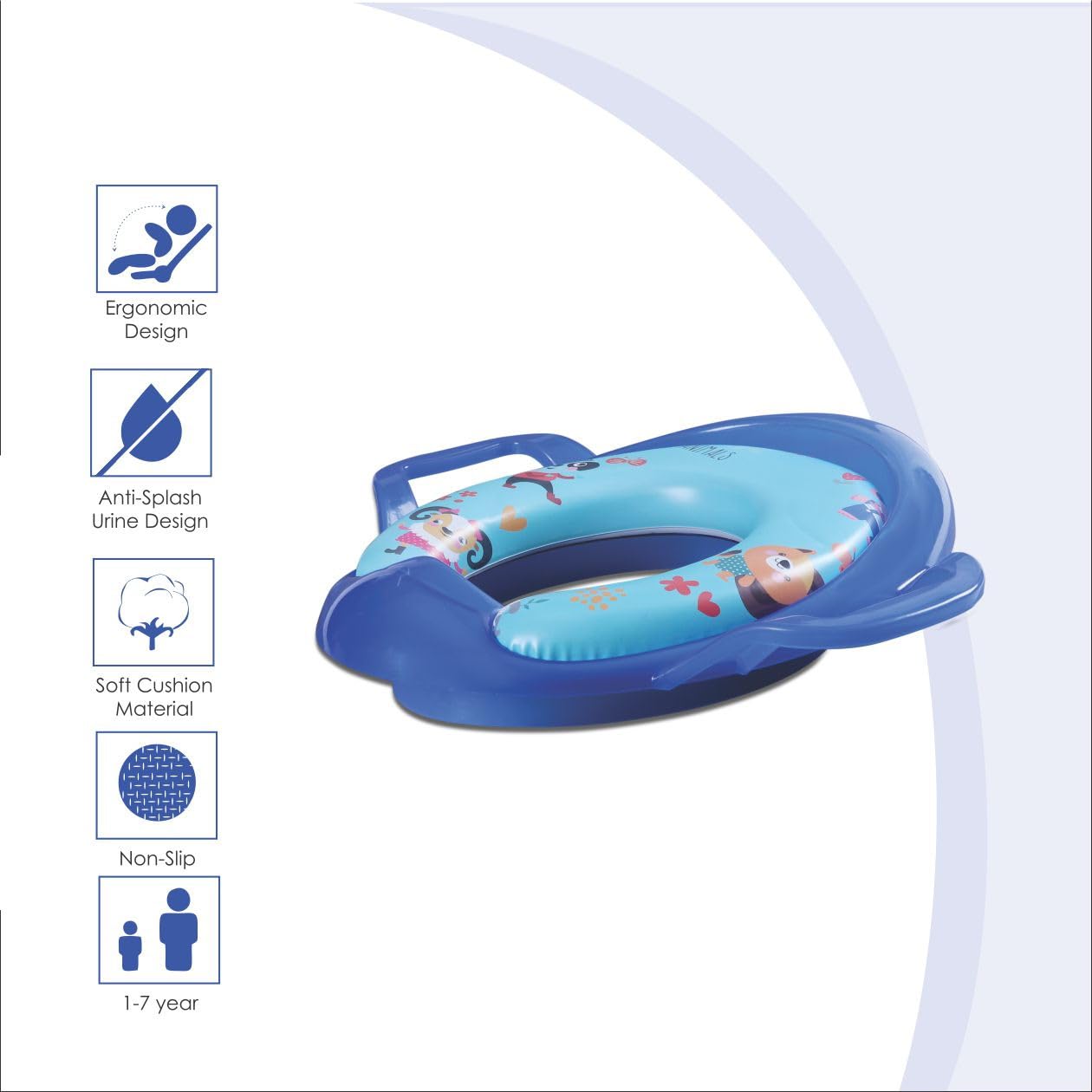 Nabhya Toilet Trainer Soft Cushion Baby Potty Seat With Handle And Back Support Toilet Seat For Western Toilet