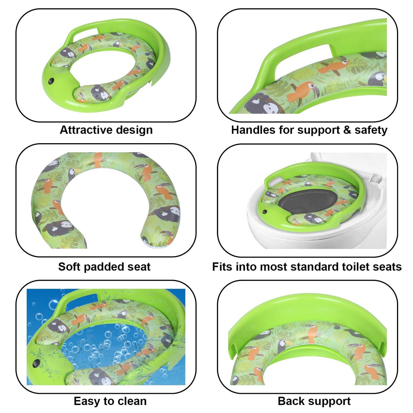 Nabhya Toilet Trainer Soft Cushion Baby Potty Seat With Handle And Back Support Toilet Seat For Western Toilet