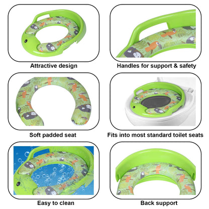 Nabhya Toilet Trainer Soft Cushion Baby Potty Seat With Handle And Back Support Toilet Seat For Western Toilet