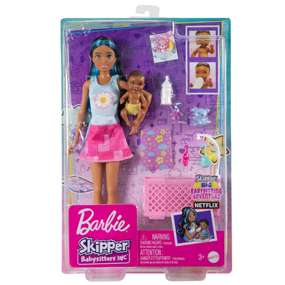 Barbie Skipper Doll & Playset with Accessories, Babysitting Set Themed to Mealtime, Color-Change Toy Play