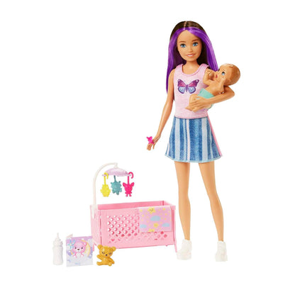 Barbie Skipper Doll & Playset with Accessories, Babysitting Set Themed to Mealtime, Color-Change Toy Play