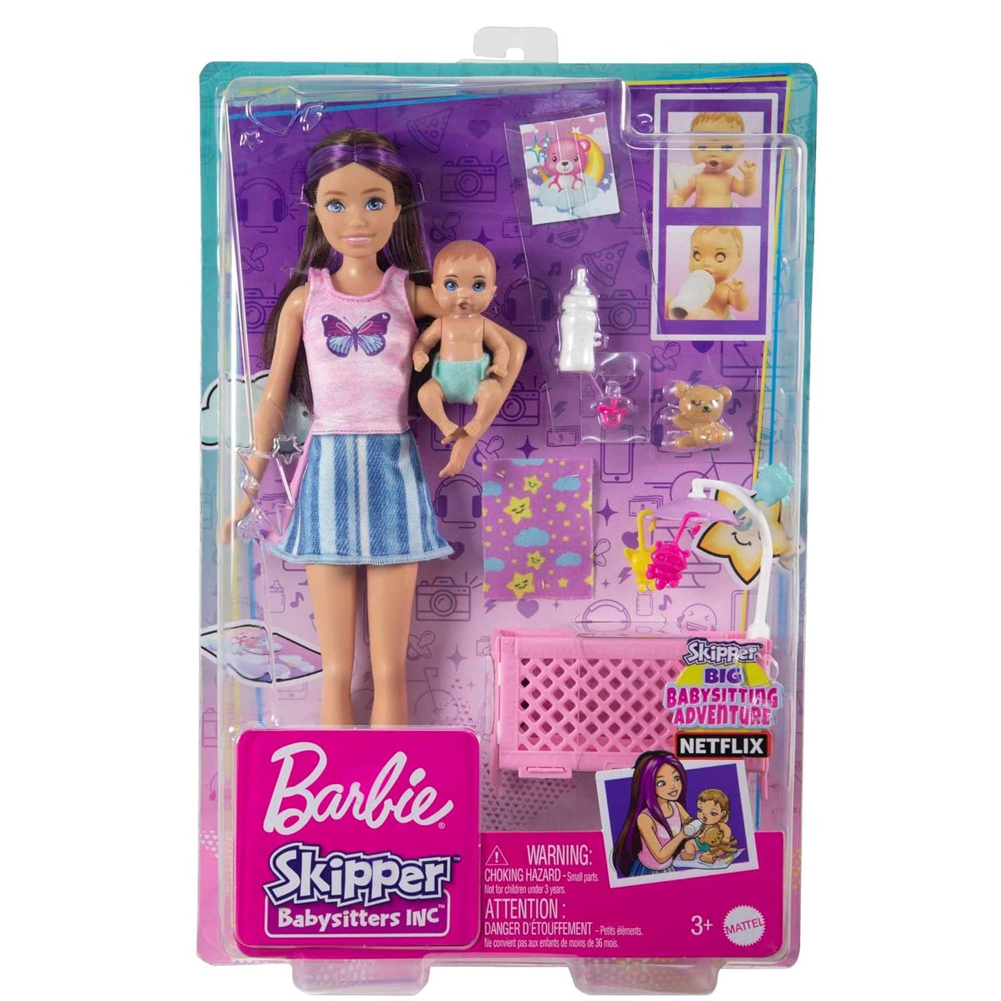 Barbie Skipper Doll & Playset with Accessories, Babysitting Set Themed to Mealtime, Color-Change Toy Play