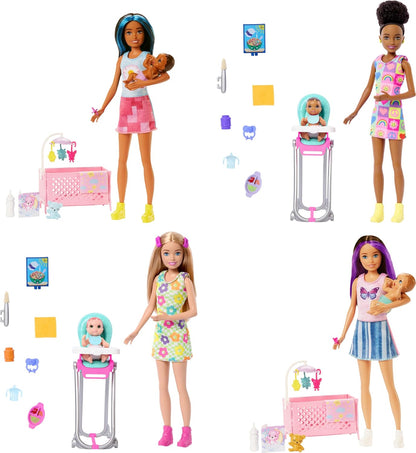 Barbie Skipper Doll & Playset with Accessories, Babysitting Set Themed to Mealtime, Color-Change Toy Play