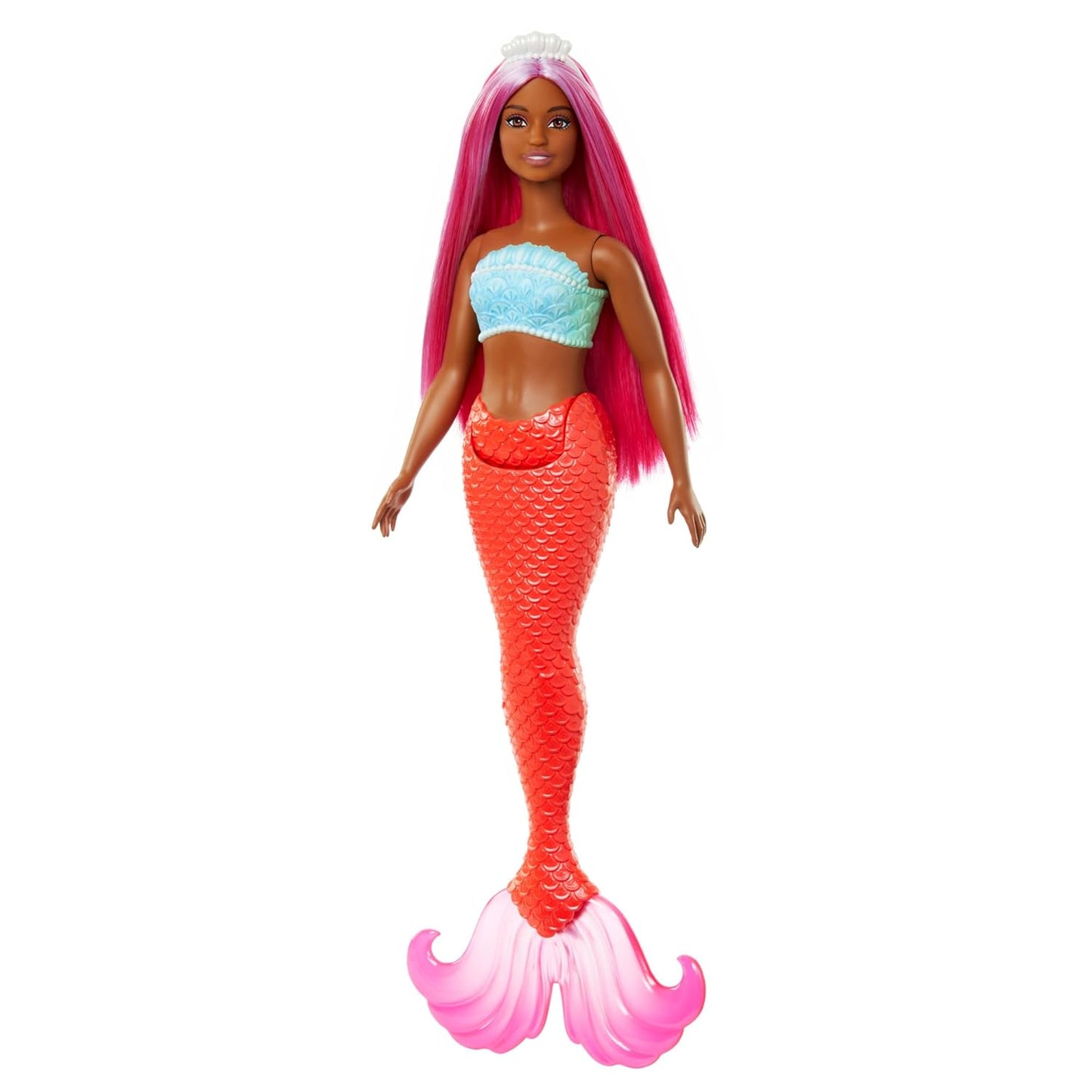 Barbie Mermaid Doll 4 with Fantasy Hair and Headband Accessories, Mermaid Toys with Shell-Inspired Bodices and Colorful Tails