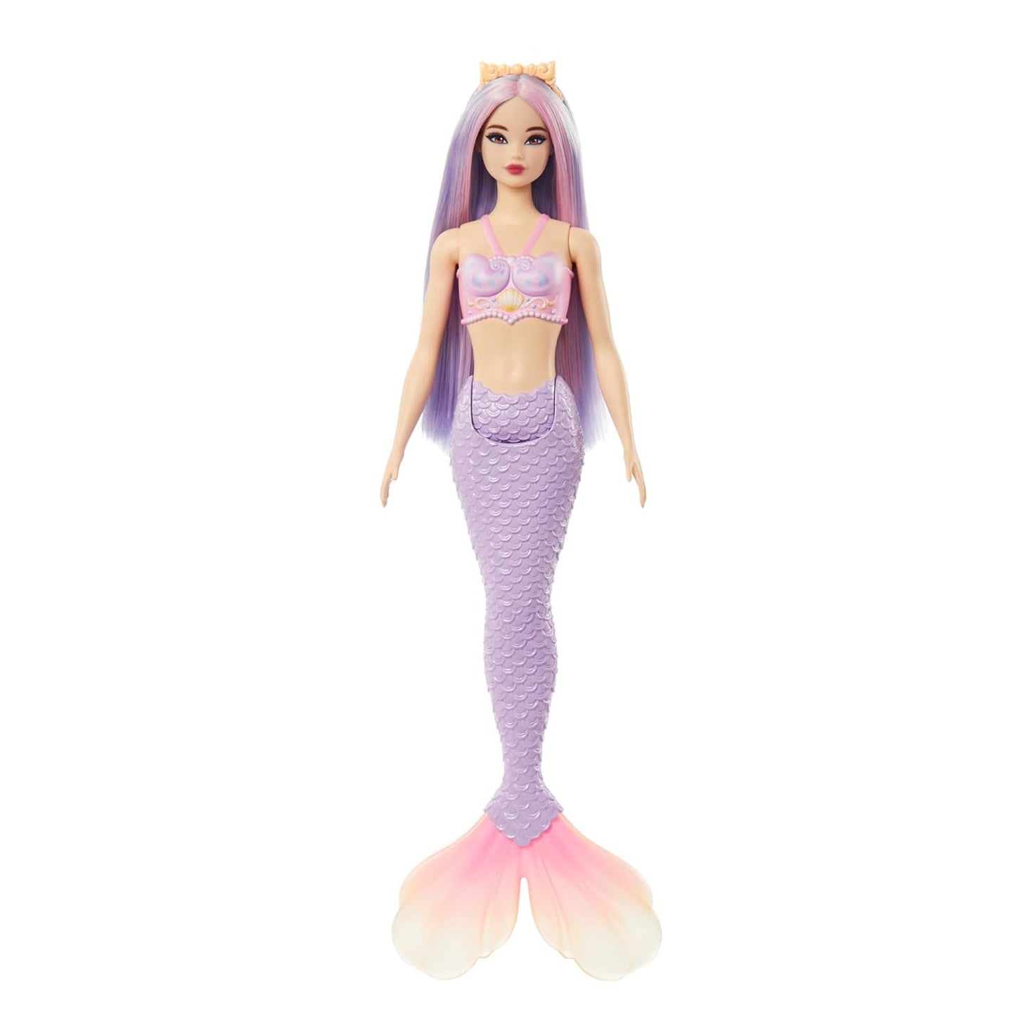 Barbie Mermaid Doll 4 with Fantasy Hair and Headband Accessories, Mermaid Toys with Shell-Inspired Bodices and Colorful Tails