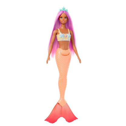 Barbie Mermaid Doll 4 with Fantasy Hair and Headband Accessories, Mermaid Toys with Shell-Inspired Bodices and Colorful Tails