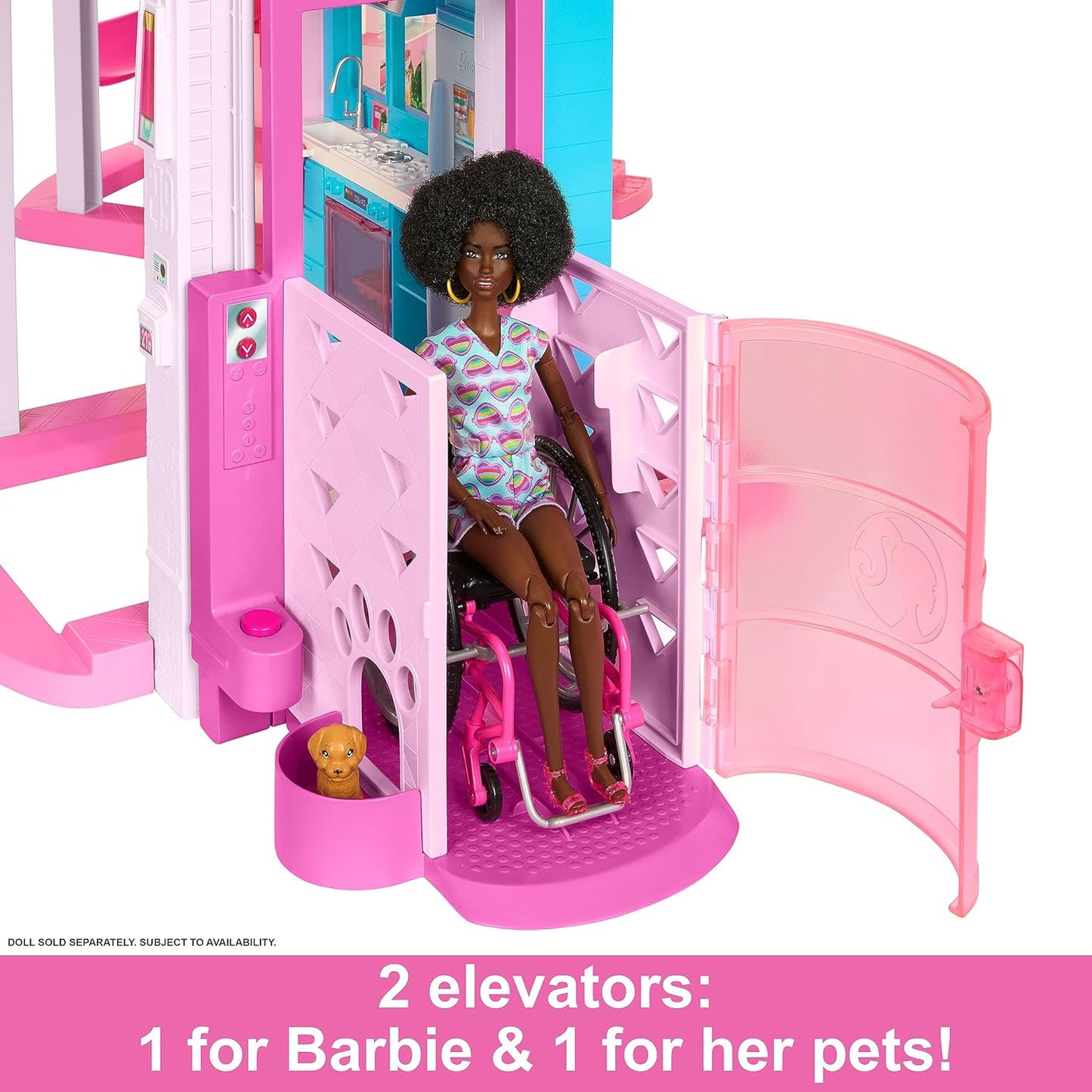 Barbie Dreamhouse, Pool Party Doll House with 75+ Pieces and 3-Story Slide, Pet Elevator and Puppy Play Areas