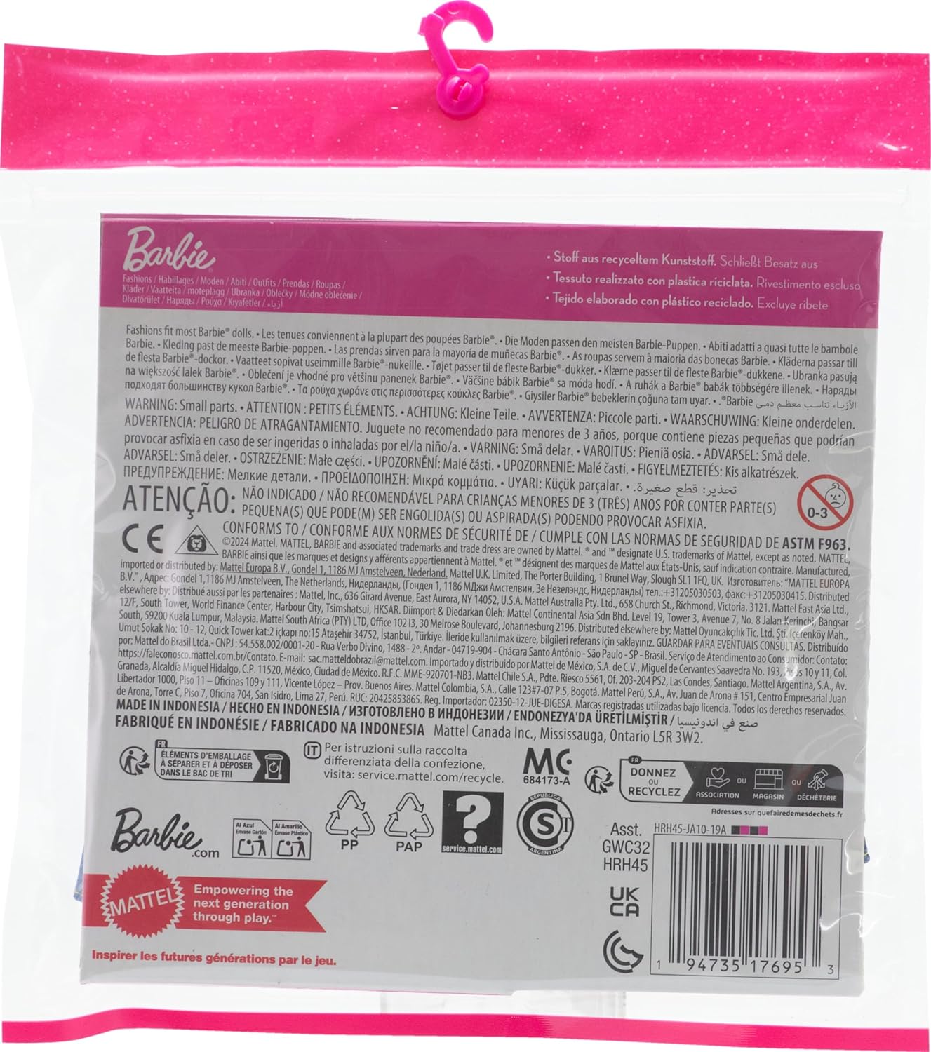 Barbie Clothes, Doll Fashions and Accessories Set Featuring 2 Complete All-Denim Outfits, Including Dress, Top, Shorts, Purse and More