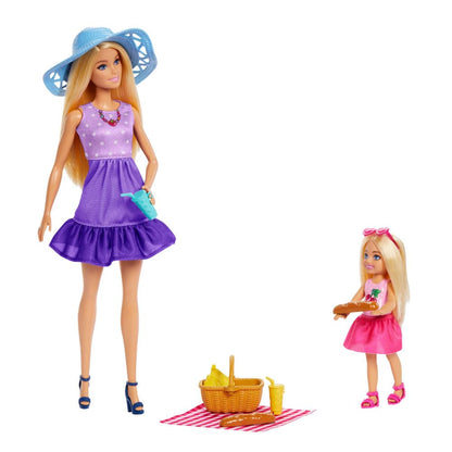 Barbie Family & Friends Dolls & Accessories Playset, Picnic-Themed Playset with Fashion & Small Dolls, Plus 9 Pieces Including Food