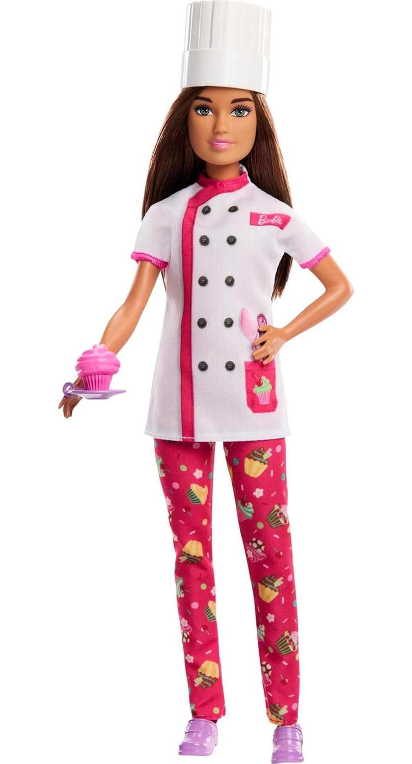 Barbie Doll & Accessories, Career Pastry Chef Doll with Hat, and Cake Slice
