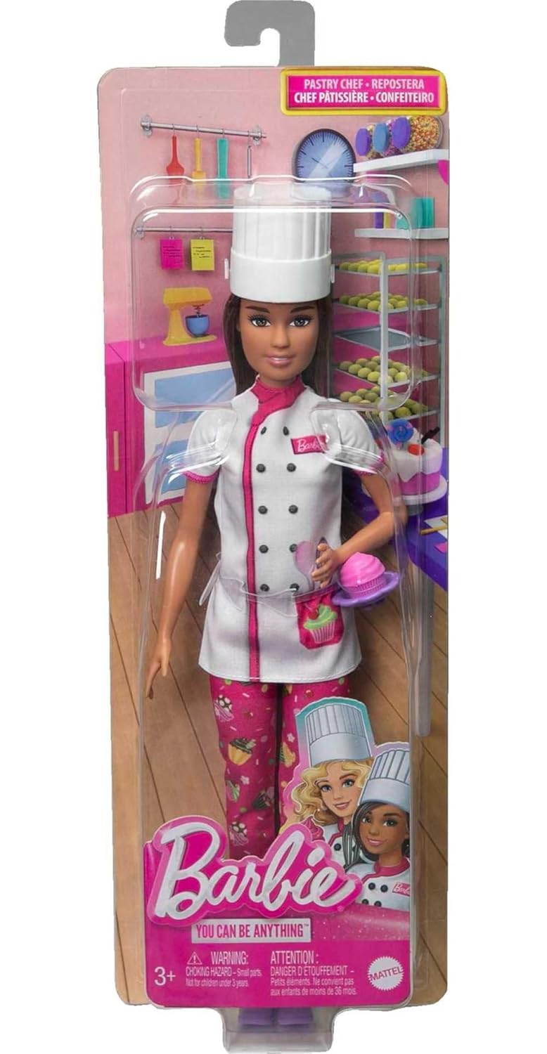 Barbie Doll & Accessories, Career Pastry Chef Doll with Hat, and Cake Slice