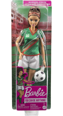 Barbie® Soccer Doll, Brunette Ponytail, Colorful #16 Uniform, Soccer Ball, Cleats, Tall Socks, Great Sports-Inspired Gift for Ages 3 and Up