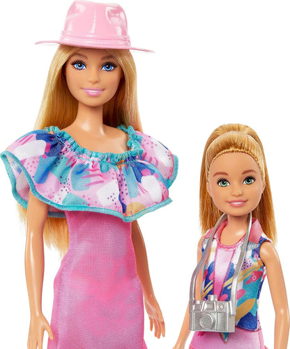 Barbie & Stacie Doll Set with 2 Pet Dogs & Accessories, Dolls with Blonde Hair & Blue Eyes, Summer Clothes