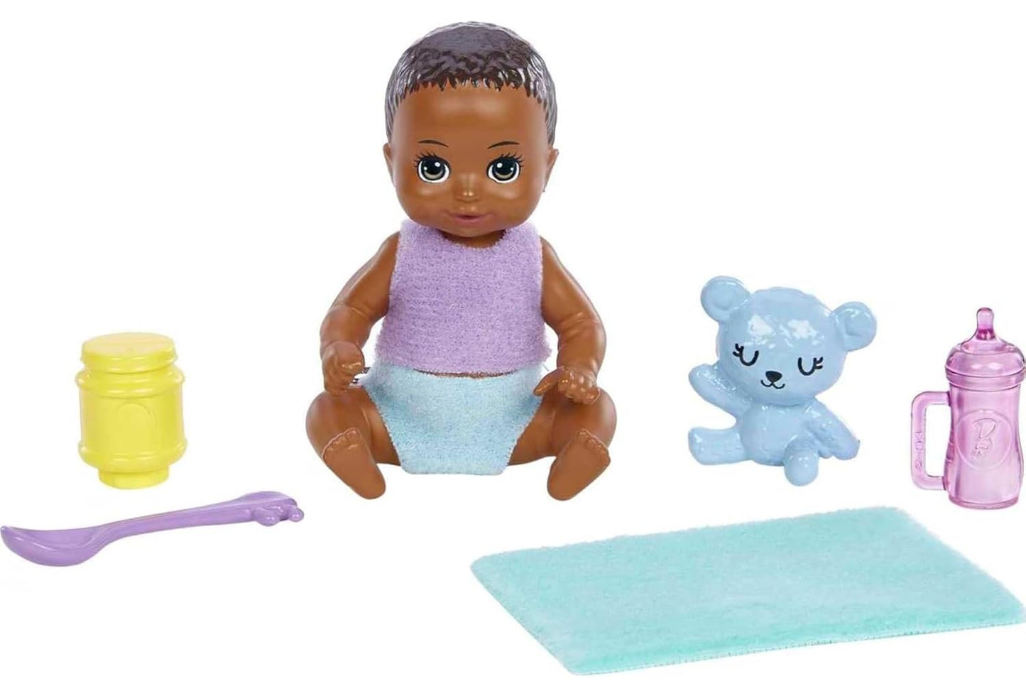 Barbie Dolls and Accessories, Brunette Skipper™ Doll with Baby Figure and 5 Accessories, Babysitters Inc.™ Playset