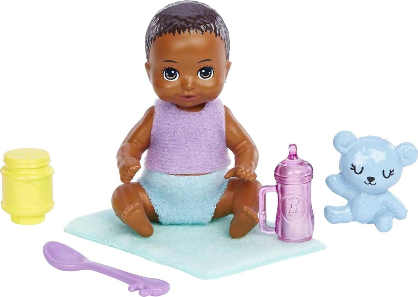 Barbie Dolls and Accessories, Brunette Skipper™ Doll with Baby Figure and 5 Accessories, Babysitters Inc.™ Playset