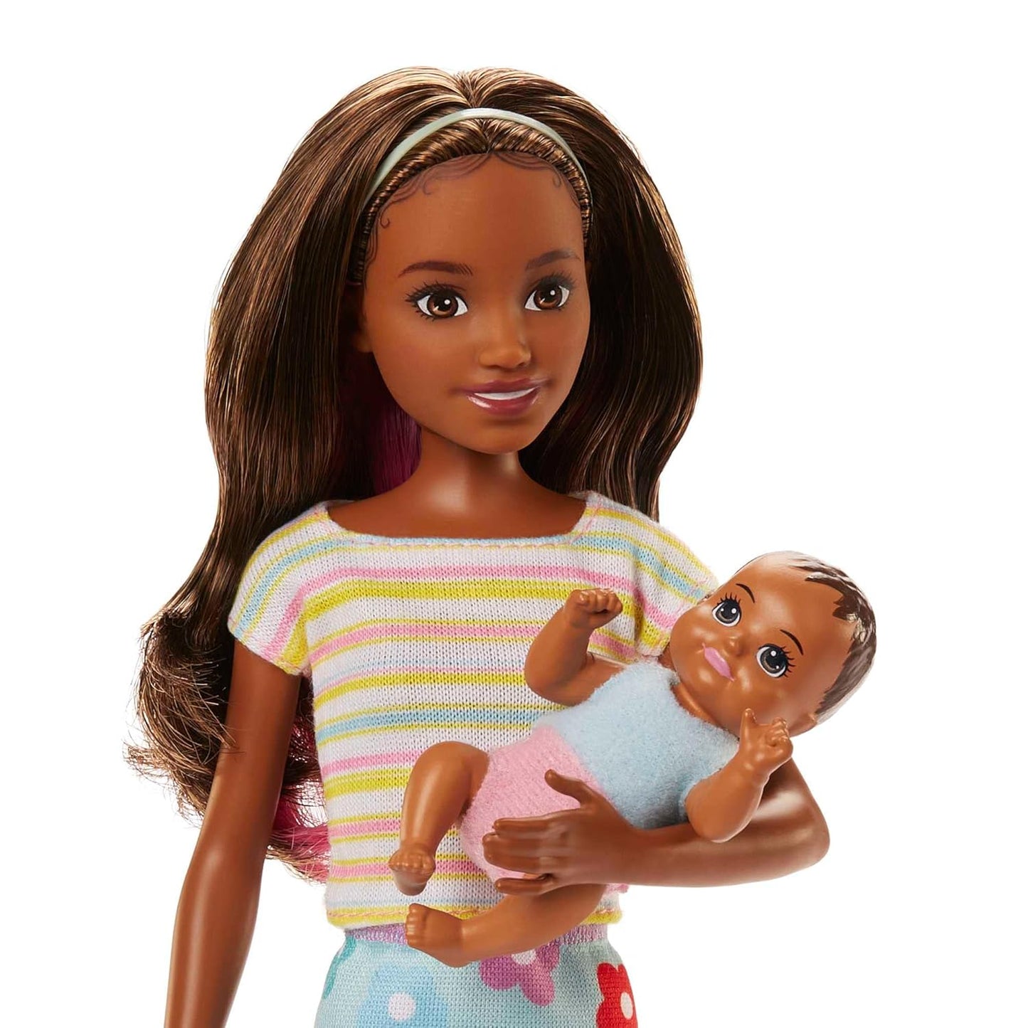 Barbie Dolls and Accessories, Brunette Skipper™ Doll with Baby Figure and 5 Accessories, Babysitters Inc.™ Playset