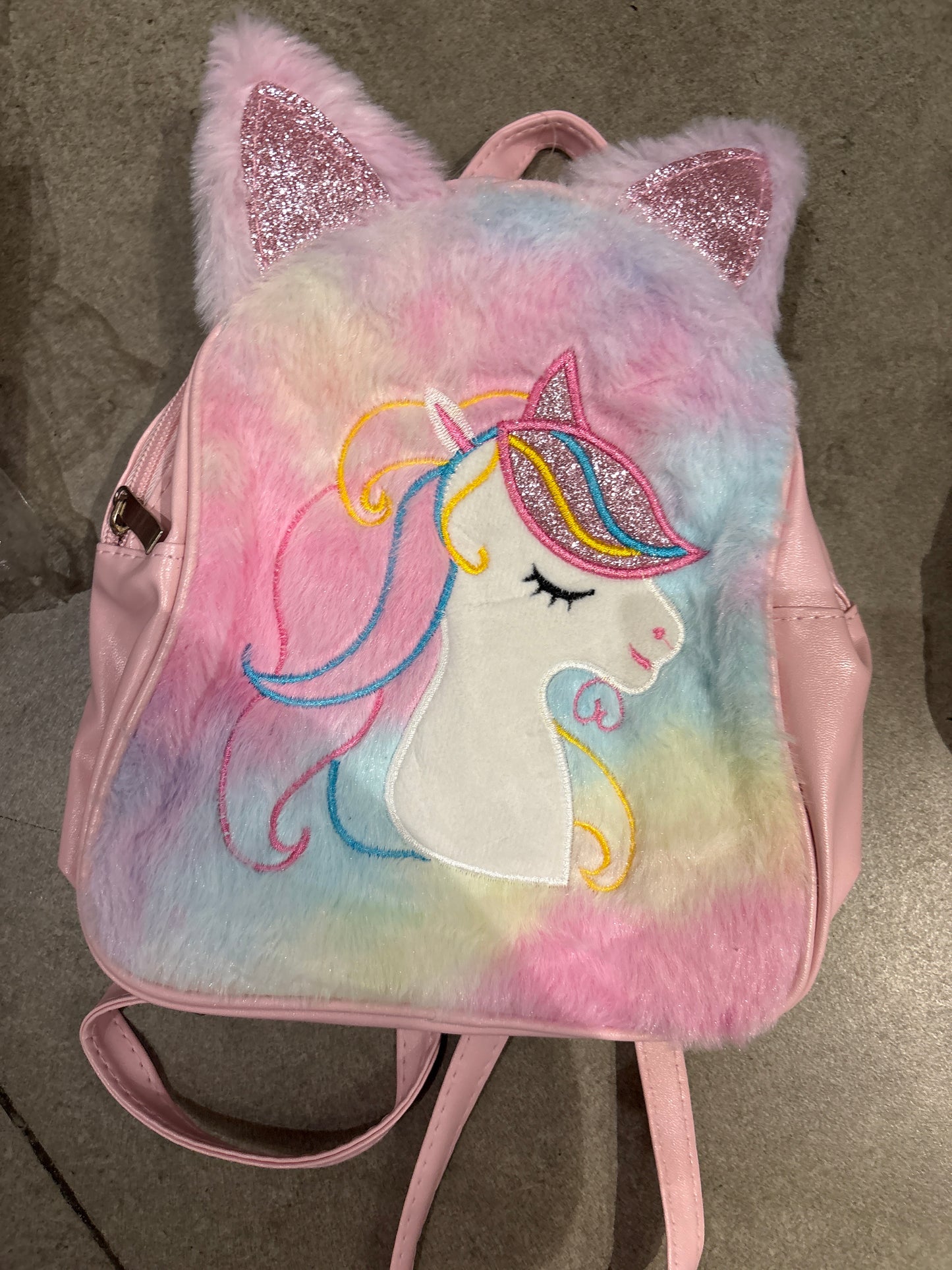 Unicorn Fur Mini Backpack for Girls – Stylish Korean Style Travel and Picnic Bag
