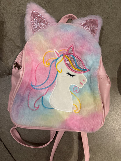 Unicorn Fur Mini Backpack for Girls – Stylish Korean Style Travel and Picnic Bag