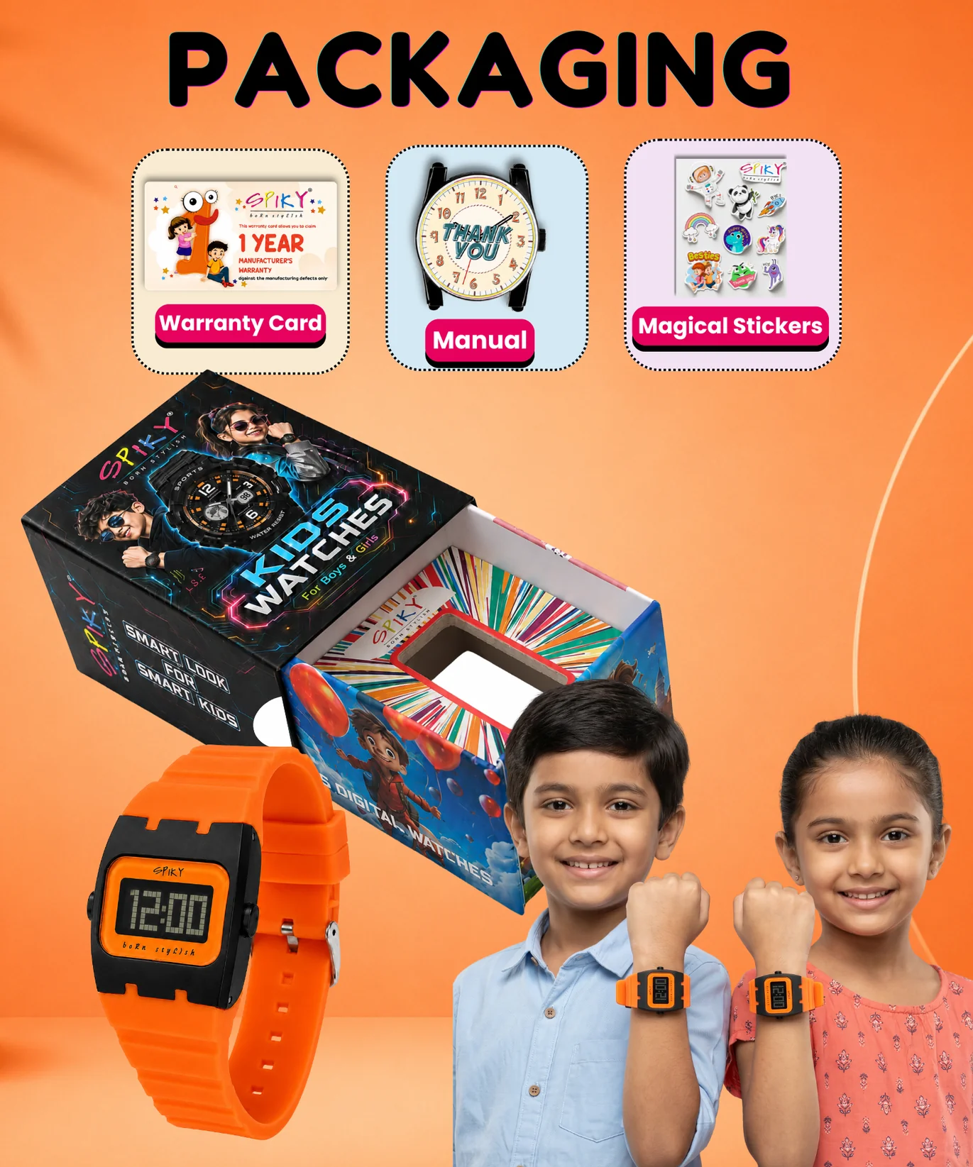 Spiky Spkeva61 Rectangle Digital Sports Watch for Kids
