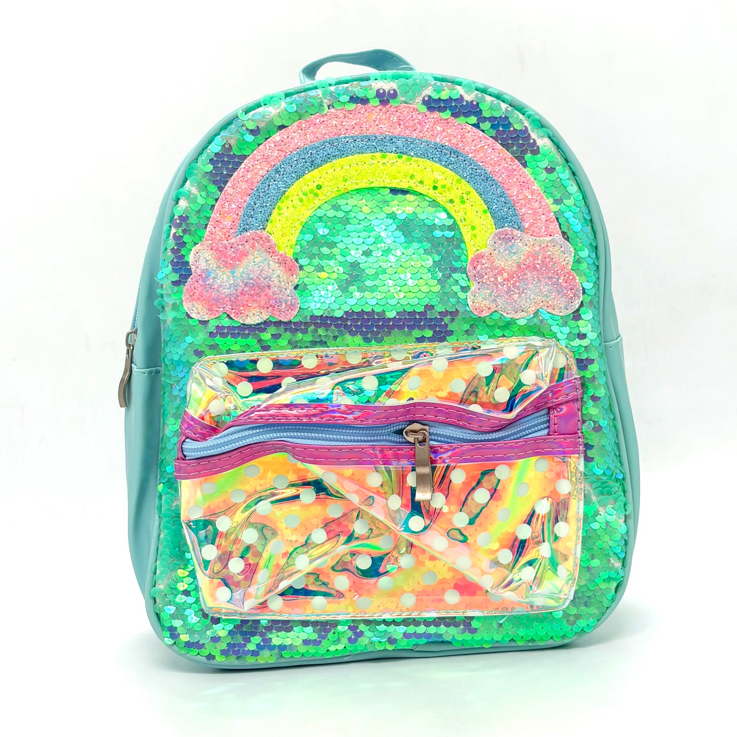 Girls Rainbow Glitter Sequin School Backpack