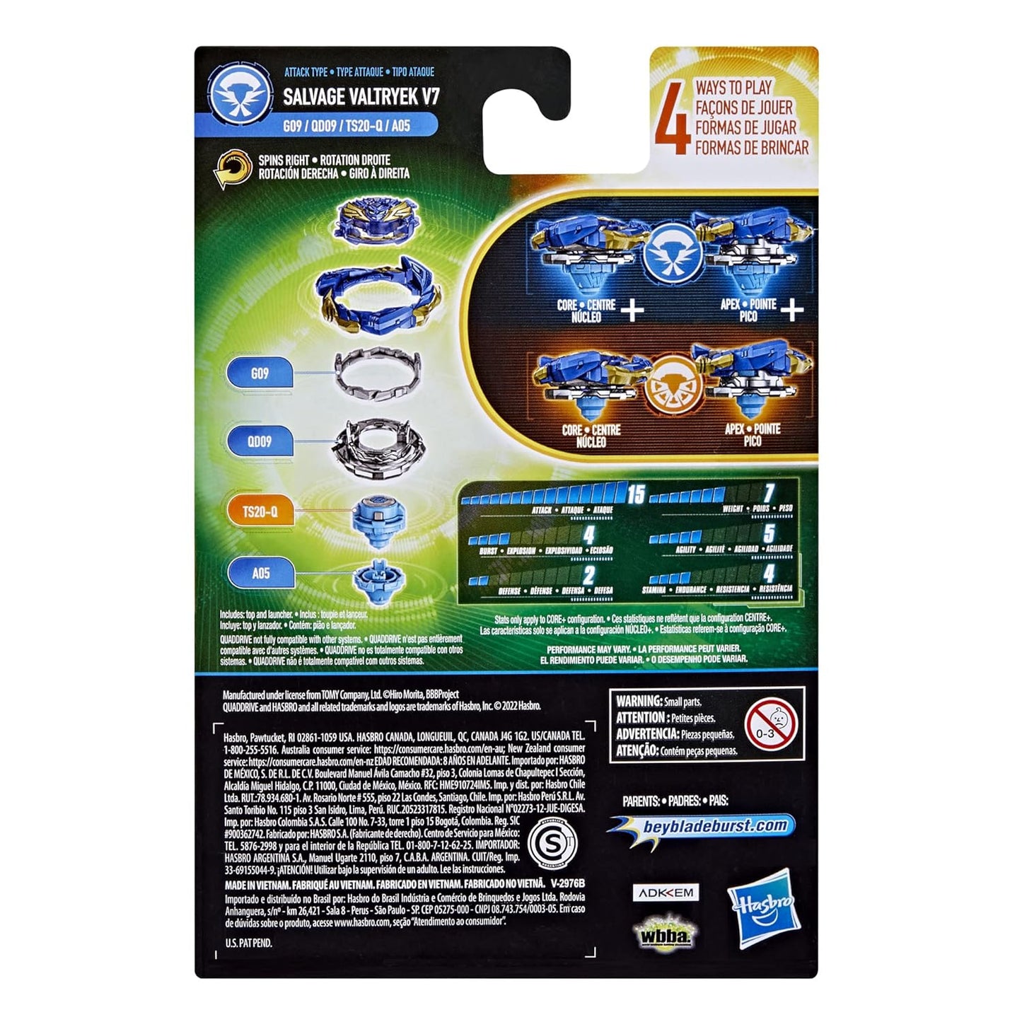 Beyblade Burst QuadDrive Salvage Valtryek V7 Starter Pack with Launcher