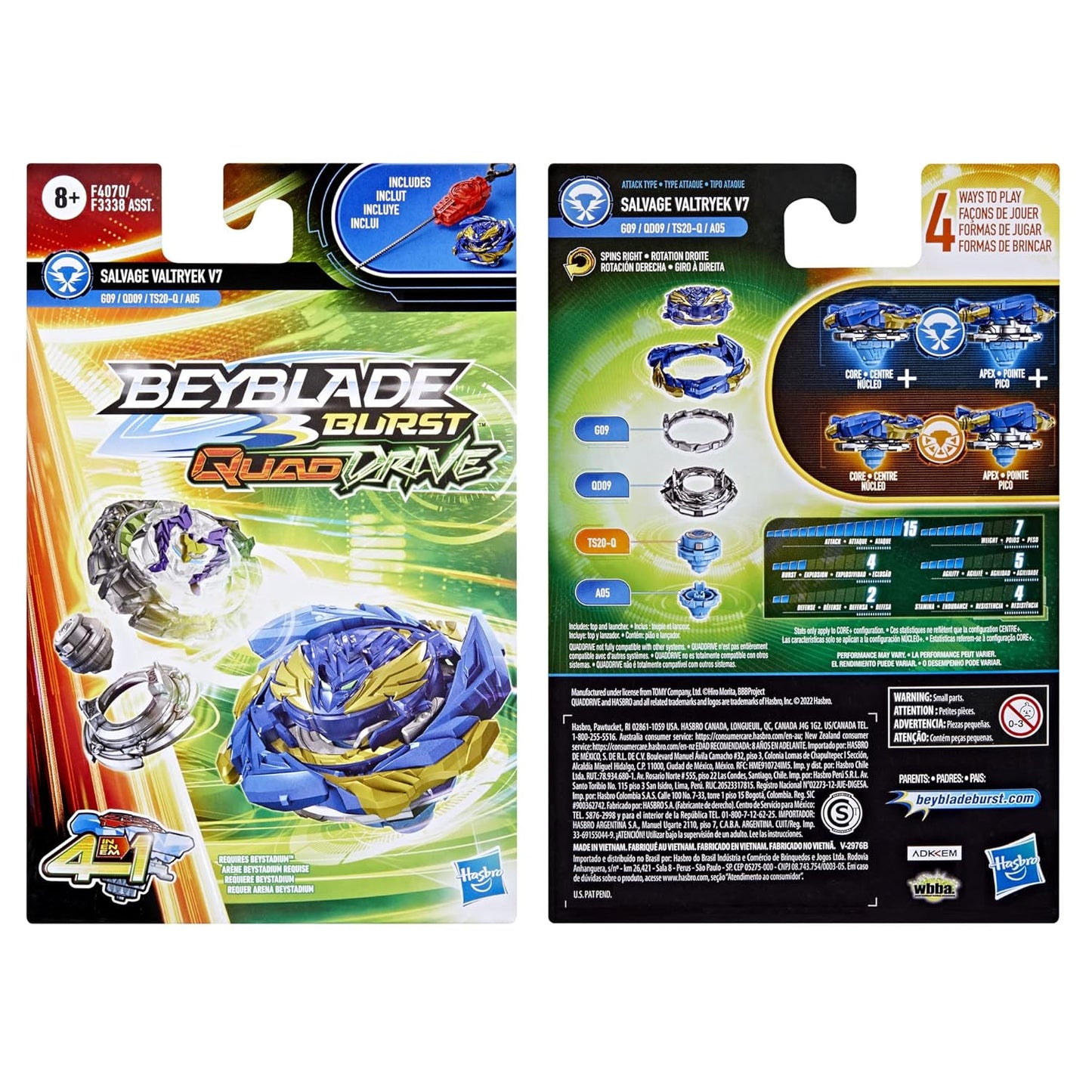 Beyblade Burst QuadDrive Salvage Valtryek V7 Starter Pack with Launcher