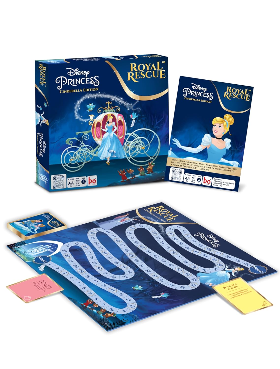 Borad Royal Rescue, Cinderella Edition, Roll the Die: Fun Board Game with Cards and Riddles, 3Y+, 2 to 6 Players