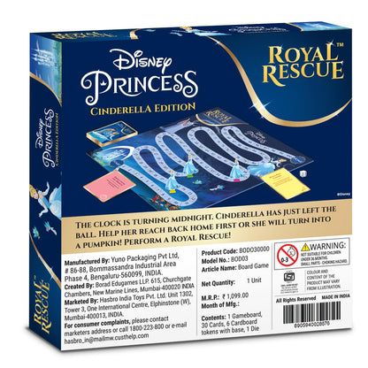 Borad Royal Rescue, Cinderella Edition, Roll the Die: Fun Board Game with Cards and Riddles, 3Y+, 2 to 6 Players