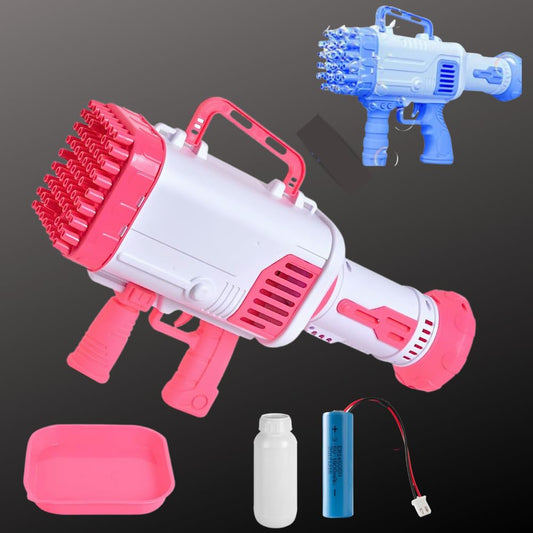 VRION® Gun 64 Holes Bubble Big Size, Maker Bubble Machine 64 Holes Bubble Machine with Bubble Solution, Rocket Boomer Bubble Machine, Bubble Makers for Kids. (Assorted Colur) (Style 2)