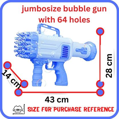 VRION® Gun 64 Holes Bubble Big Size, Maker Bubble Machine 64 Holes Bubble Machine with Bubble Solution, Rocket Boomer Bubble Machine, Bubble Makers for Kids. (Assorted Colur) (Style 2)