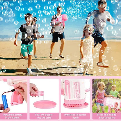 VRION® Gun 64 Holes Bubble Big Size, Maker Bubble Machine 64 Holes Bubble Machine with Bubble Solution, Rocket Boomer Bubble Machine, Bubble Makers for Kids. (Assorted Colur) (Style 2)