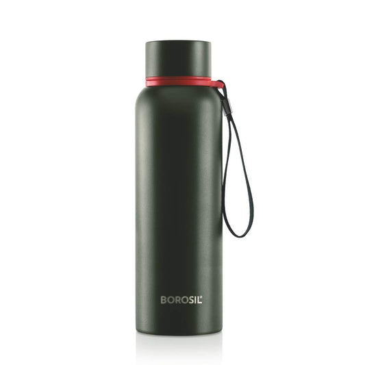 Borosil Hydra Trek 850 ml Stainless Steel Water Bottle | Double Wall Vacuum Insulated Flask, Green | 20 Hours Hot & 24 Hours Cold | Ideal for Personal & Corporate Gifting | 1 Year Warranty