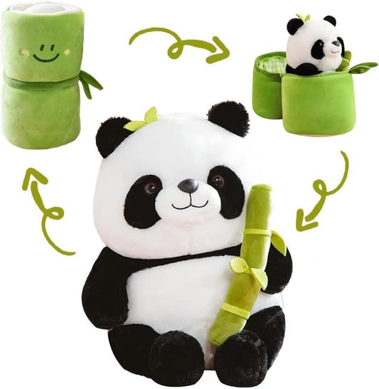 AVSHUB Soft Toy for Girl Panda Plush with Bamboo Bag Panda Stuffed Animal Doll Toy Panda Bear Soft Hugging Pillow for Boys