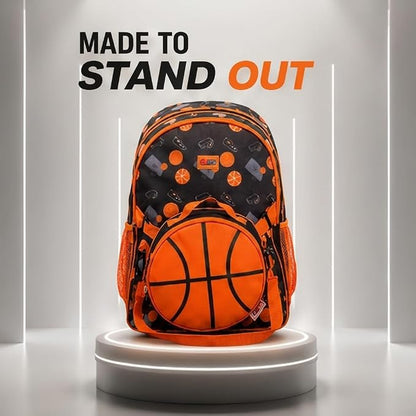 Basketball Print School Bag with Detachable Pouch