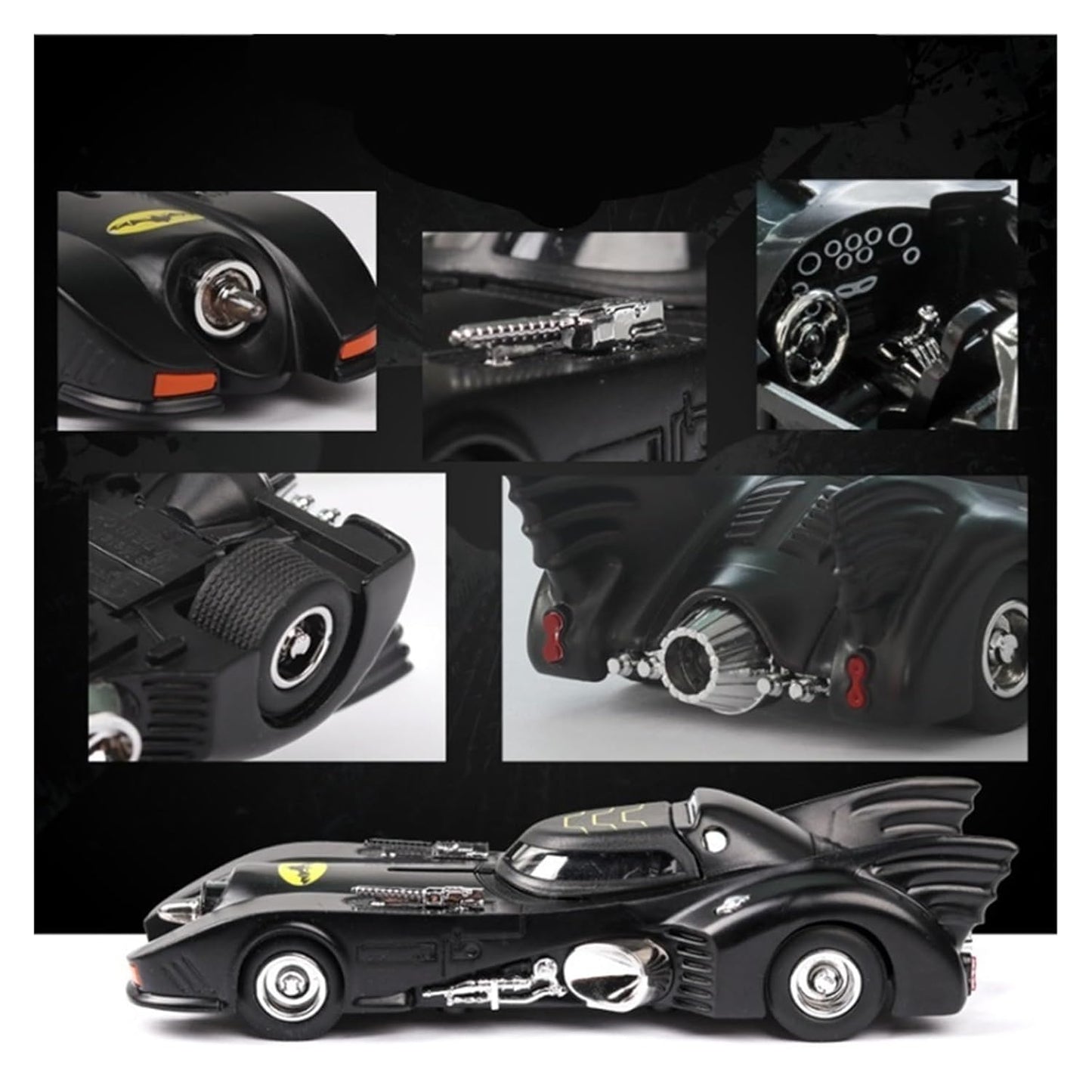 RVM Toys 1:38 1989 Batmobile Toy Die Cast Car Vehicle Push N Go Gift Collectible for Boys and Men