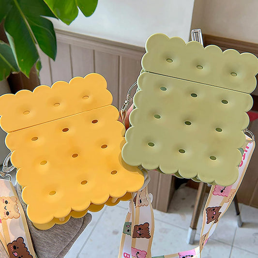 Cookie Shaped Straw Cup - 380ML Water Bottle Leak-proof with Straw PC Biscuit Water Mug Home Decor Yellow 14.5cm x 12.5cm/5.71" x 4.92"