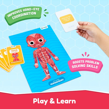 Bloomingo My Super Human Body: 5 Interactive Layers with 90 Magnetic Puzzle Pieces to Learn About The Human Skeleton Muscles & Organs | STEM Educational Science Toy Best Birthday Gift for Kids Age 5+