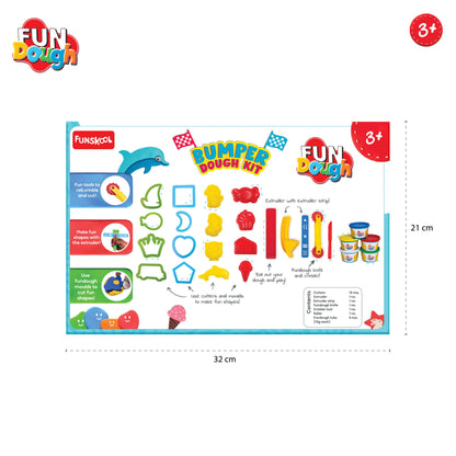 Fundough - Bumper Dough Kit , Shaping and Sculpting , 3years + , Multi-Colour