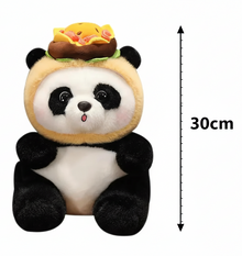 Feast Mode Panda Stuffed Plush Toy with Burger Hat