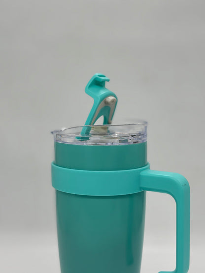 Insulated Stainless Steel Coffee Tumbler with Handle and Straw - 1200 ml