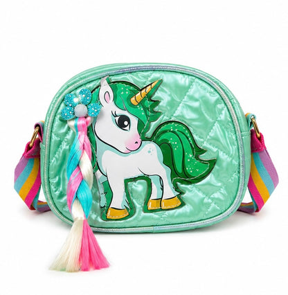 Unicorn Print Sling Bag with Rainbow Strap