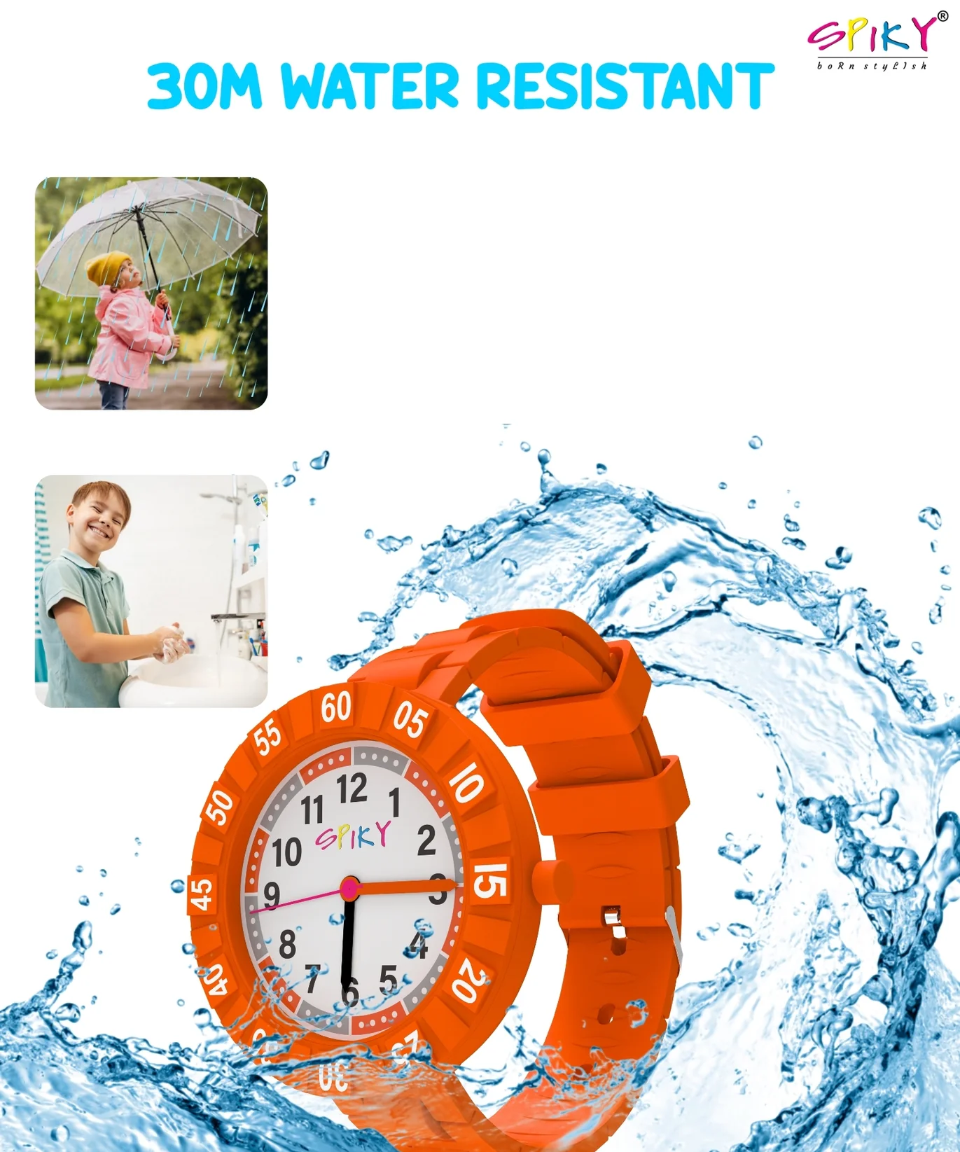 Spiky Kids Analog Watch Rotating Bezel and 30M Water Resistant