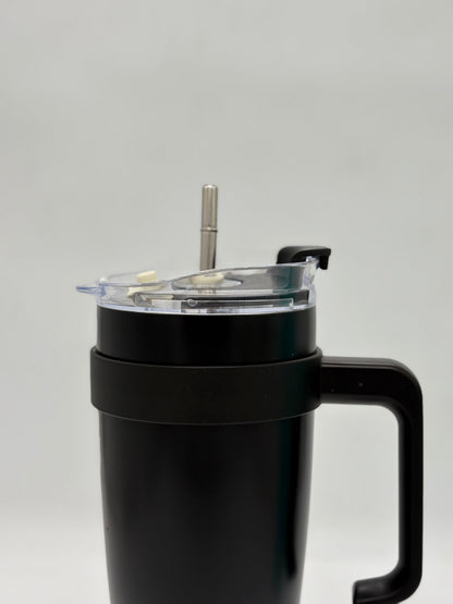 Insulated Stainless Steel Coffee Tumbler with Handle and Straw - 1200 ml