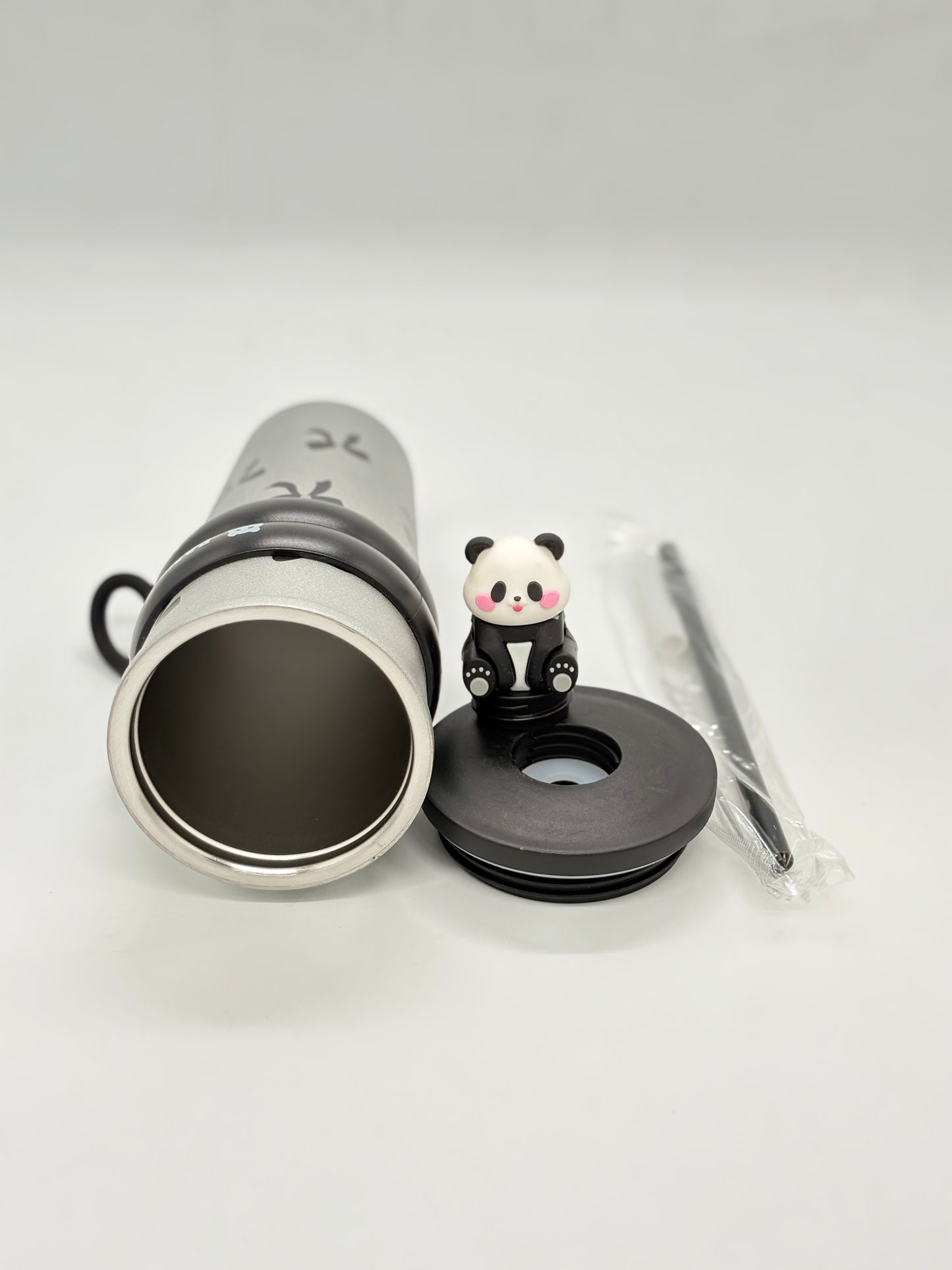 3D Panda Figure Insulated Travel Tumbler with Straw