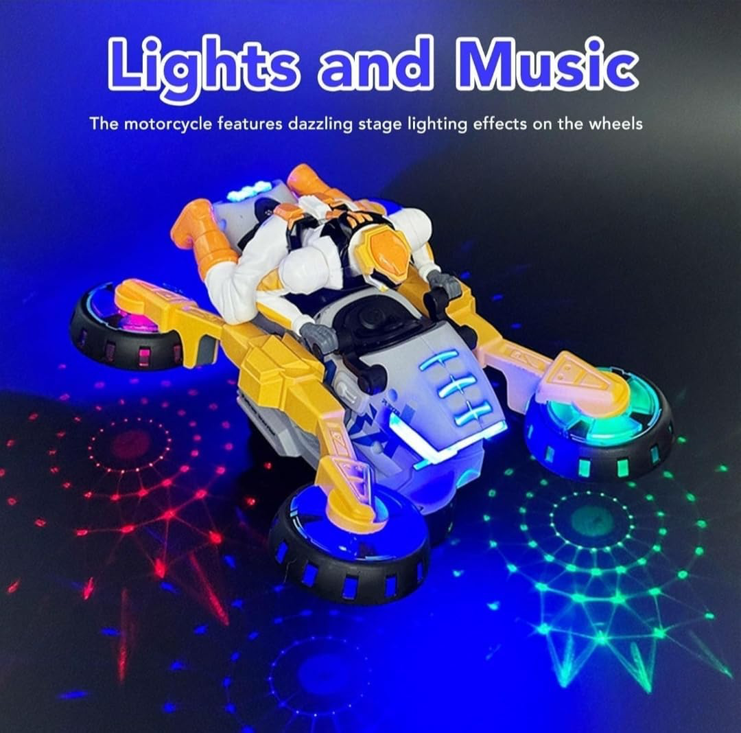 Futuristic Transforming Robot Motorcycle – 360° Deforming Stunt Bike with Lights and Music