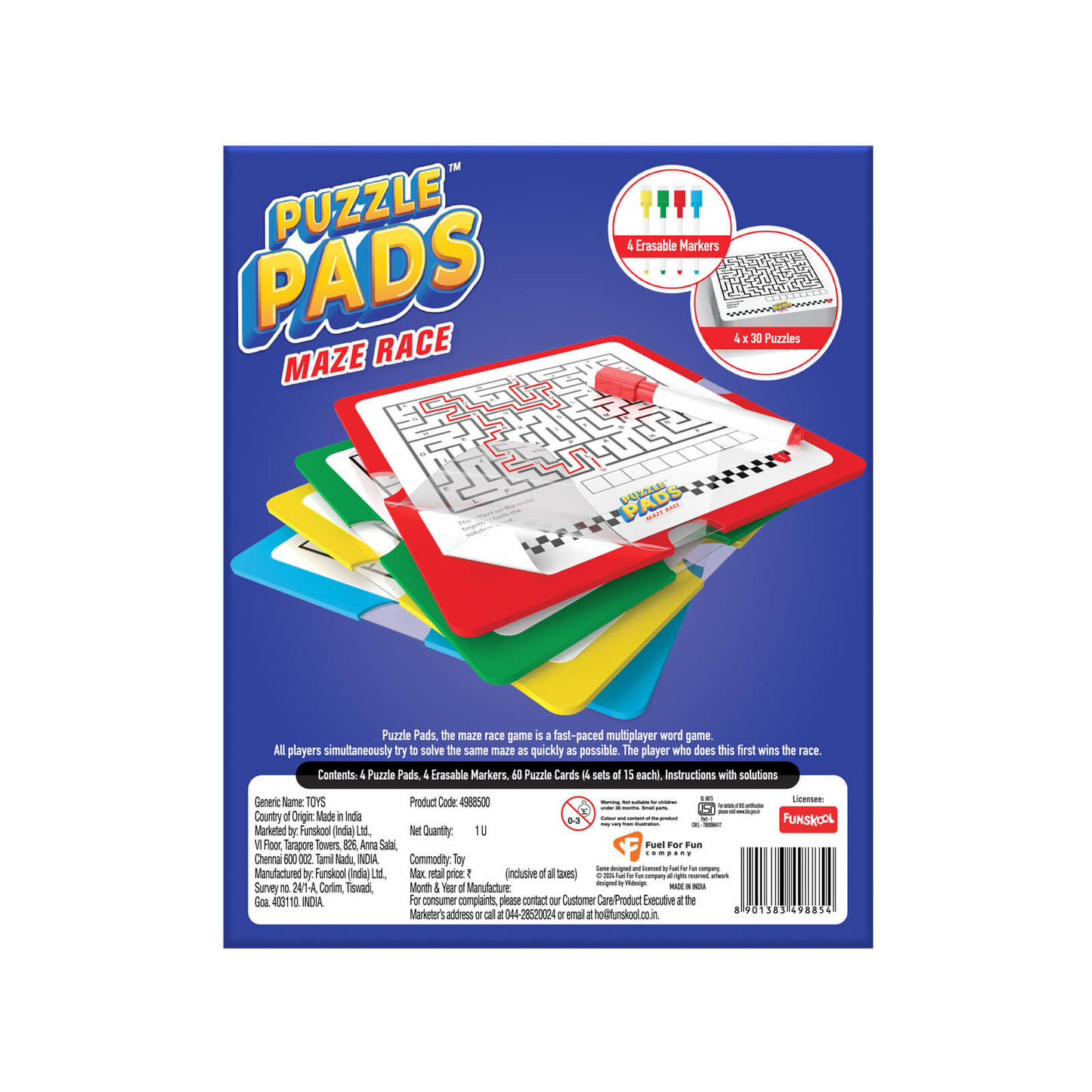 Funskool Puzzle Pads Maze Race – Multiplayer Maze Game for 2–4 Players Ages 7+